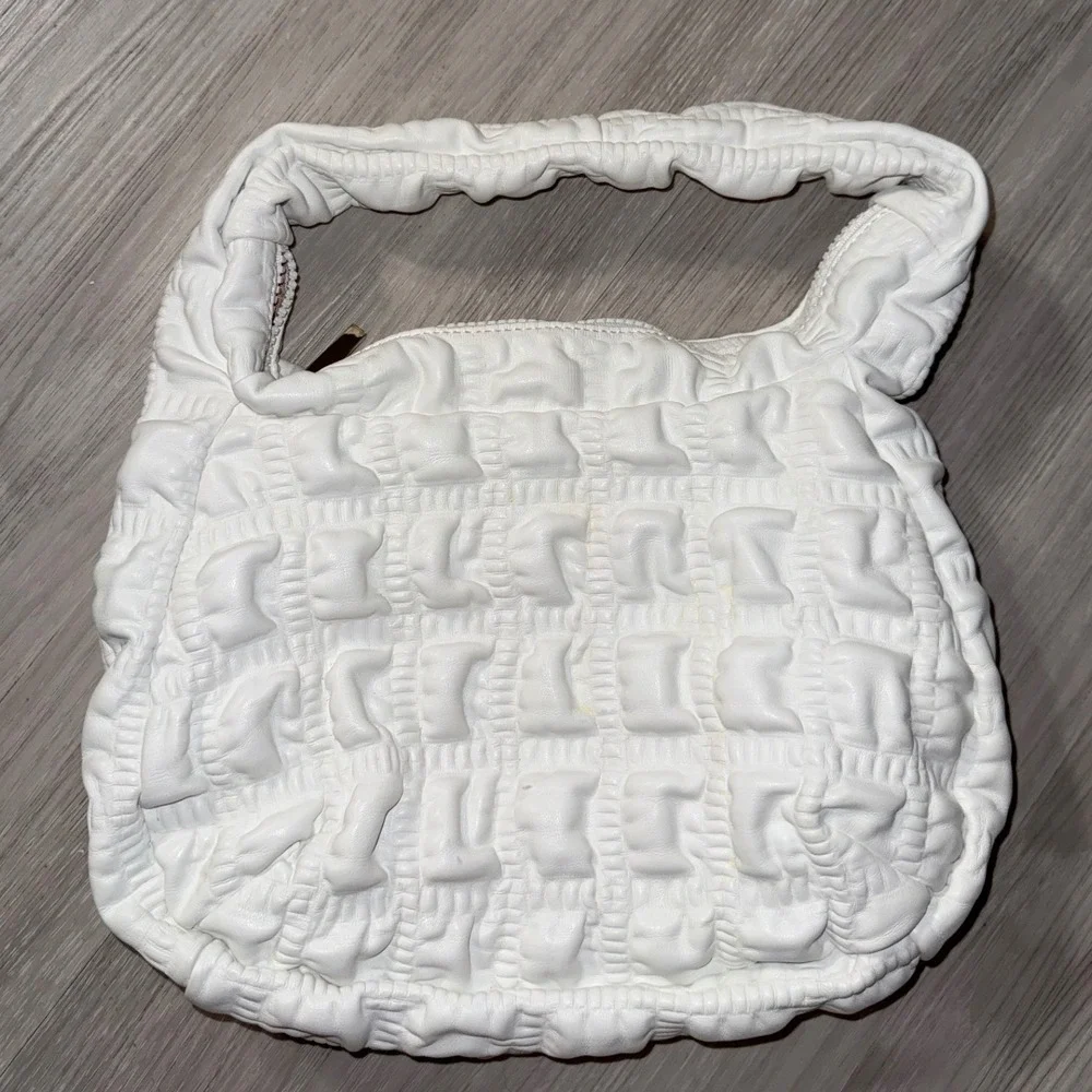 Jason Wu White Quilted Puffy Hobo Bag Textured Top Handle Handbag Gold Hardware
